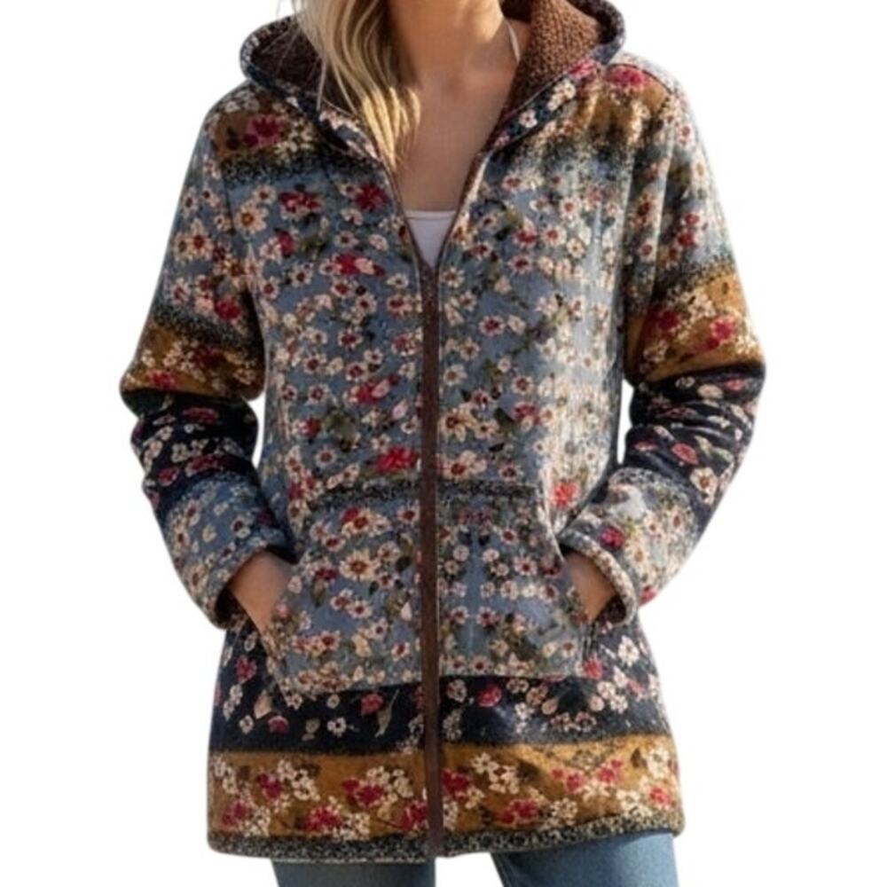Cellabie Patchwork Jacket Womens Large Floral Boh… - image 1